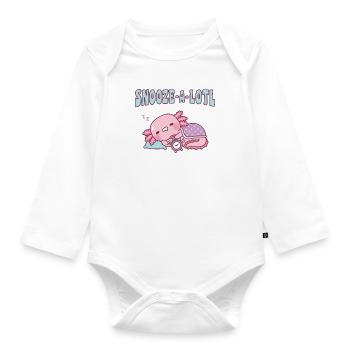 Mignon Dormir Axolotl Snooze A Lotl Jeu de mots drôle - Body Bébé bio manches longues - blanc - Devant