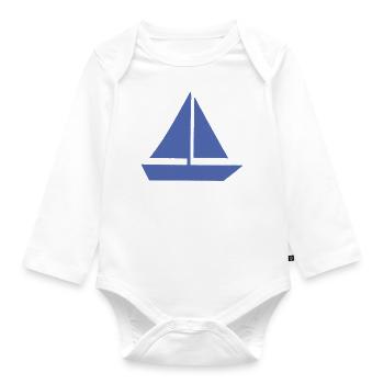 Minimalistisches Segeln Jolle Silhouette Kapitän - Baby Bio-Langarm-Body - Weiß - Vorne