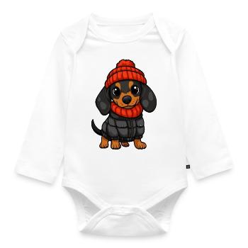 Dachshund Dachshund Stylish - Organic Longsleeve Baby Bodysuit - white - Front