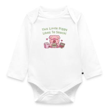 Süß Dieses kleine Schweinchen nascht gerne - Baby Bio-Langarm-Body - Weiß - Vorne