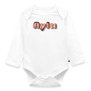 Ayla Prénom Bébé Fille rose kawaii - Body Bébé bio manches longues - blanc - Devant