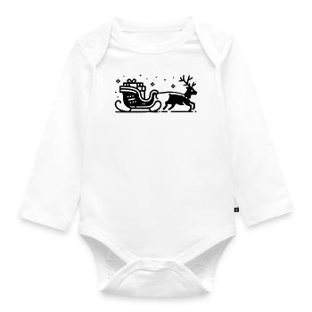 Reindeer Sleigh - Organic Longsleeve Baby Bodysuit - white - Front