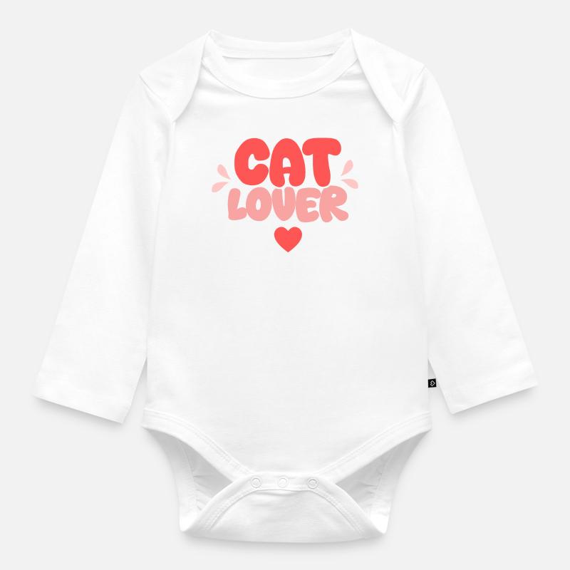 Cat Lover - Baby Bio-Langarm-Body - Weiß