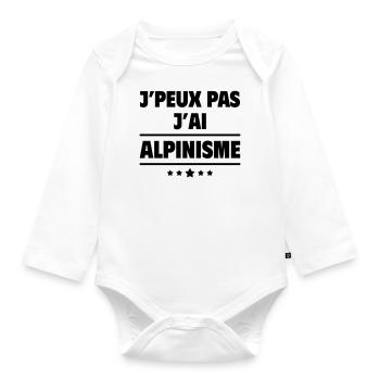 J'peux pas j'ai alpinisme, alpiniste, montagne - Body Bébé bio manches longues - blanc - Devant