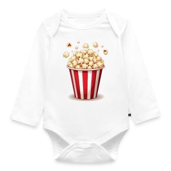 Popcorn Costume Carnival - Organic Longsleeve Baby Bodysuit - white - Front