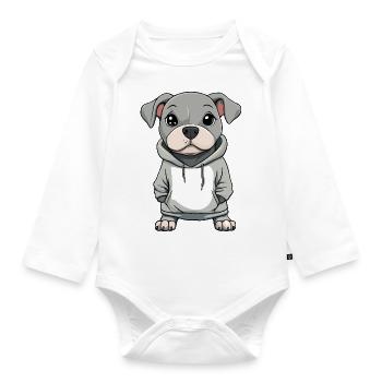 Pit Terrier Dog Funny - Organic Longsleeve Baby Bodysuit - white - Front