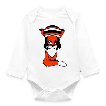 Fuchs Raggae Jamaika Hut Rasta Locken Chill Mütze - Baby Bio-Langarm-Body - Weiß - Vorne