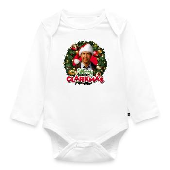 Schöne Bescherung Design Merry Clarkmas - Baby Bio-Langarm-Body - Weiß - Vorne