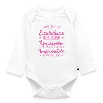 A Super Climber - Climber Gift - Organic Longsleeve Baby Bodysuit - white - Front