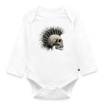 Horreur Punk Zombie Mohawk - Body Bébé bio manches longues - blanc - Devant
