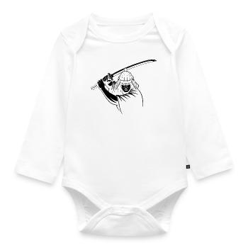 Samurai - Cool Japanese Swordsman Logo - Organic Longsleeve Baby Bodysuit - white - Front