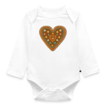 Süßes Lebkuchen Herz Weihnachten Xmas Deko Kinder - Baby Bio-Langarm-Body - Weiß - Vorne