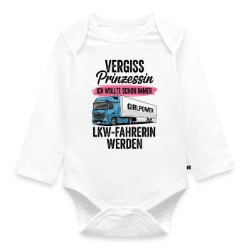 Truck Driver: Forget Princess - Organic Longsleeve Baby Bodysuit - white - Front
