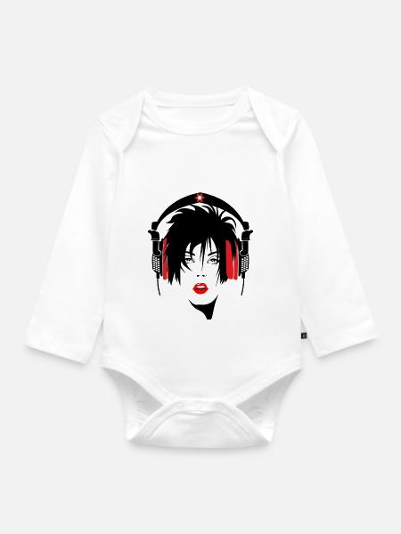 mujer_con_cascos - Baby Bio-Langarm-Body - Weiß