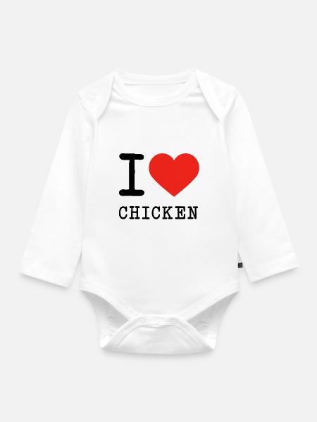 I love Chicken - Baby Bio-Langarm-Body - Weiß