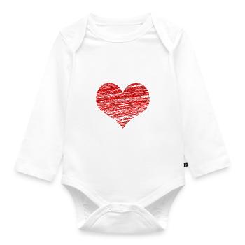 Valentinstag - romantisches Herz - Baby Bio-Langarm-Body - Weiß - Vorne