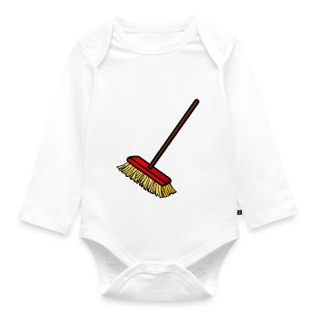 cleaning cleaning cleaning woman broom wischmop14 - Organic Longsleeve Baby Bodysuit - white - Front