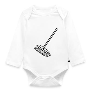 cleaning cleaning cleaning woman broom wischmop26 - Organic Longsleeve Baby Bodysuit - white - Front