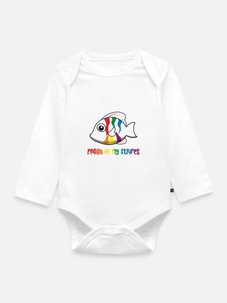 Gay - Proud - Homosexuell - Gay Pride - Geschenk - Baby Bio-Langarm-Body - Weiß