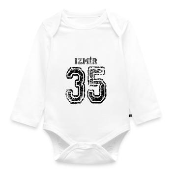 35 Izmir Turkish license plate as a gift - Organic Longsleeve Baby Bodysuit - white - Front