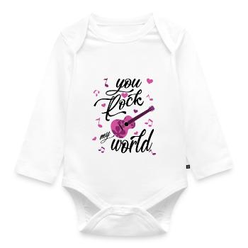 You Rock My World - Baby Bio-Langarm-Body - Weiß - Vorne