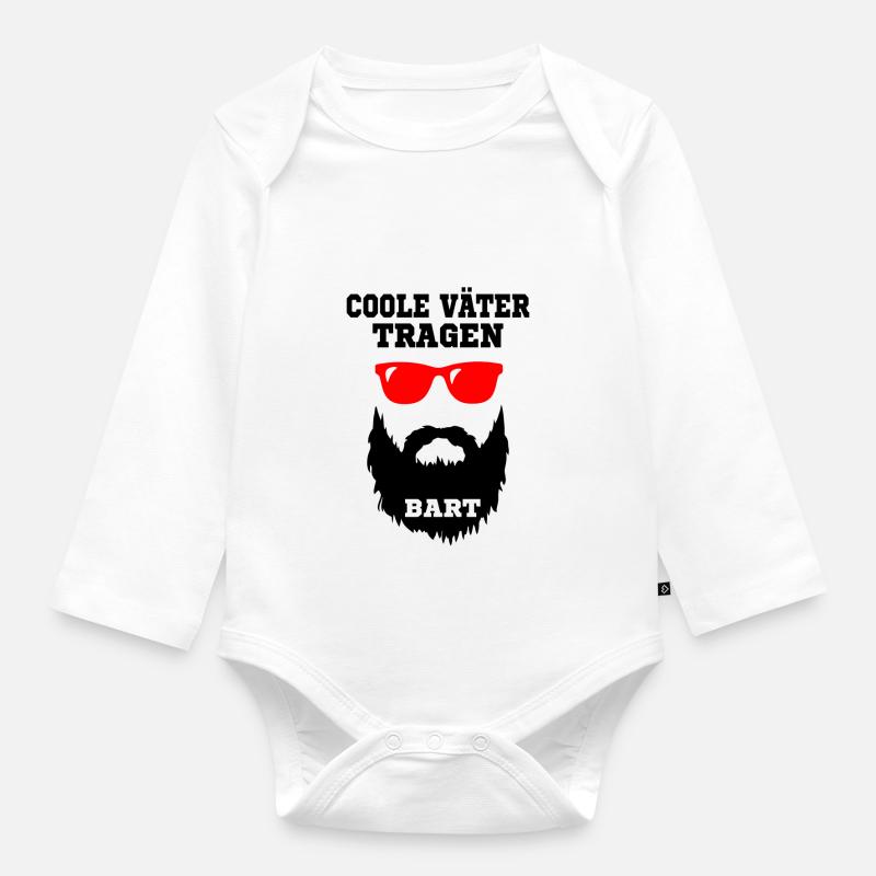 Coole Väter tragen Bart - Geschenk, Bart Spruch - Baby Bio-Langarm-Body - Weiß