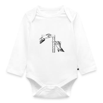 Hand with ruler - Organic Longsleeve Baby Bodysuit - white - Front