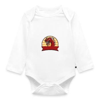 Drache Dragon - Organic Longsleeve Baby Bodysuit - white - Front