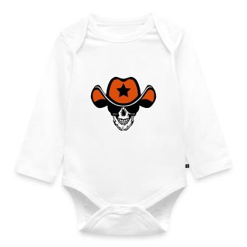 Kopf des Todes Hut Cowboy Star Kran - Baby Bio-Langarm-Body - Weiß - Vorne