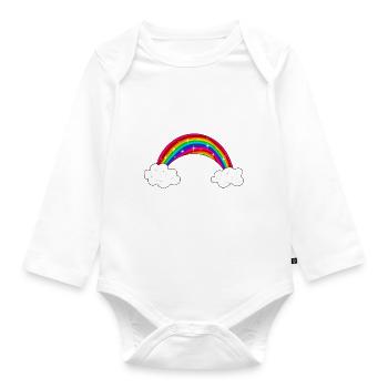 glitzernder regenbogen mit wolken - Baby Bio-Langarm-Body - Weiß - Vorne