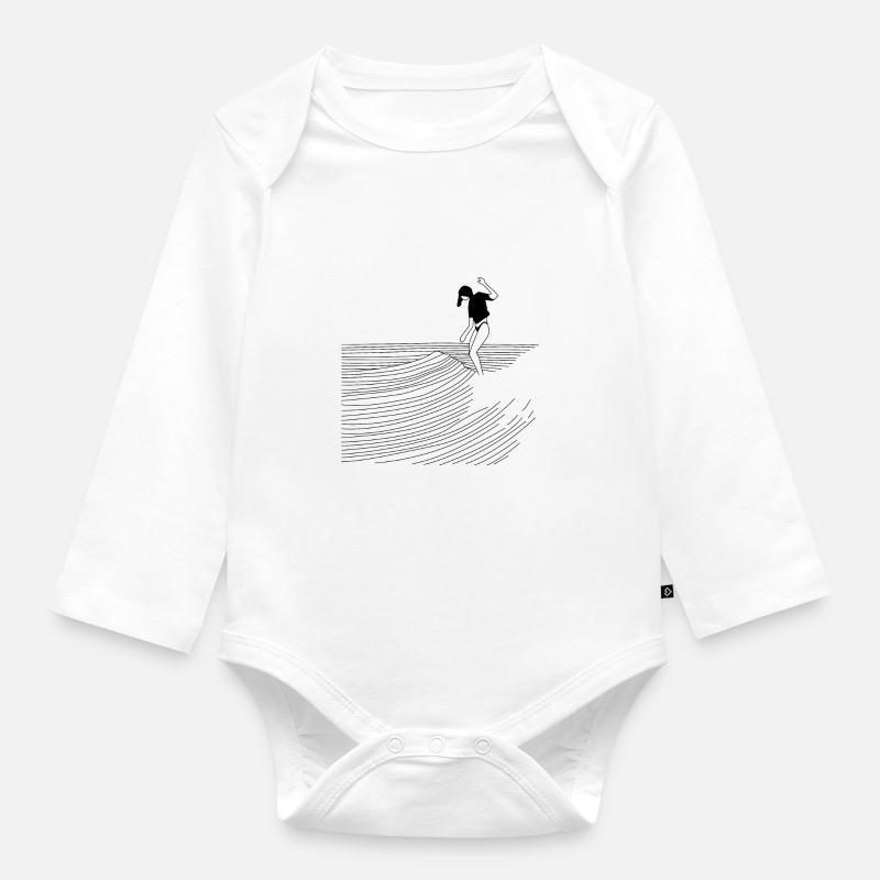 Surf (surf) - Body Bébé bio manches longues - blanc