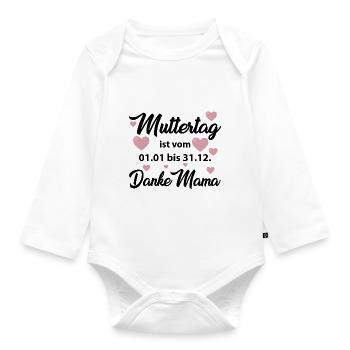La fête des mères est du 01.01 au 31.12 Merci maman Shirt - Body Bébé bio manches longues - blanc - Devant