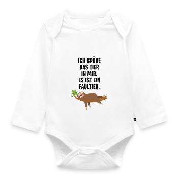 Ich spüre das Tier in mir Es ist ein Faultier - Baby Bio-Langarm-Body - Weiß - Vorne