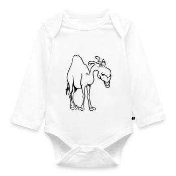 camel - Organic Longsleeve Baby Bodysuit - white - Front