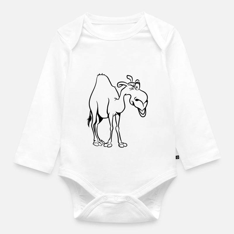 Kamel - Baby Bio-Langarm-Body - Weiß