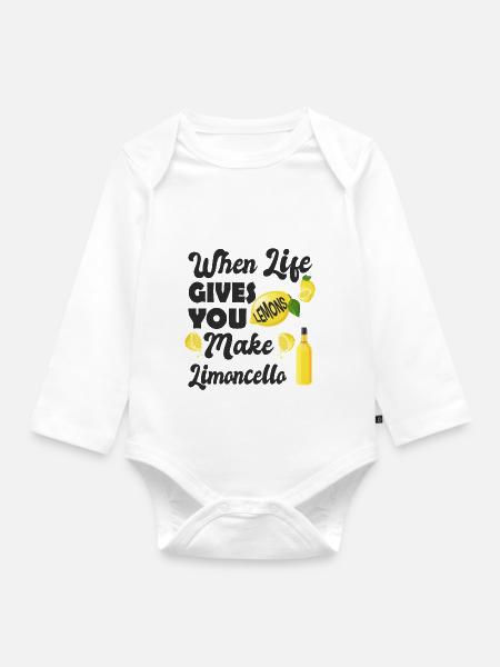 Wenn das Leben dir Zitronen gibt mach Limoncello - Baby Bio-Langarm-Body - Weiß
