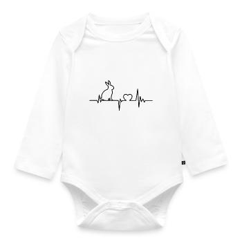 Bunny Heartbeat Love Design Sweet Rabbit - Organic Longsleeve Baby Bodysuit - white - Front