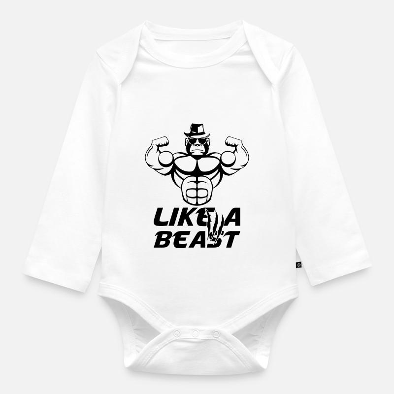 strong_gorilla_002 - Baby Bio-Langarm-Body - Weiß