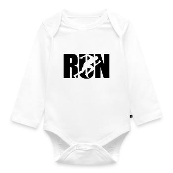 Run - Laufen, Läufer - Baby Bio-Langarm-Body - Weiß - Vorne