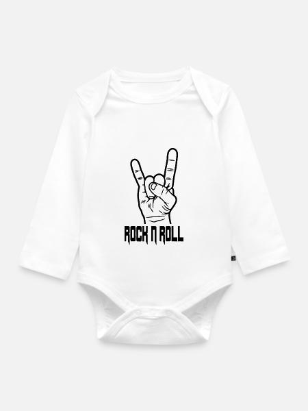 Rock N Roll - Baby Bio-Langarm-Body - Weiß