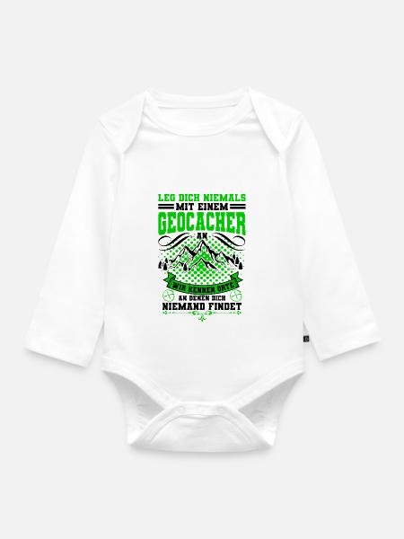 Geocaching - Baby Bio-Langarm-Body - Weiß