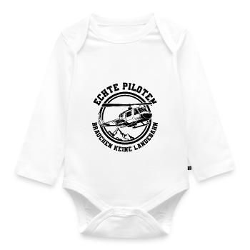 Helikopter - Baby Bio-Langarm-Body - Weiß - Vorne
