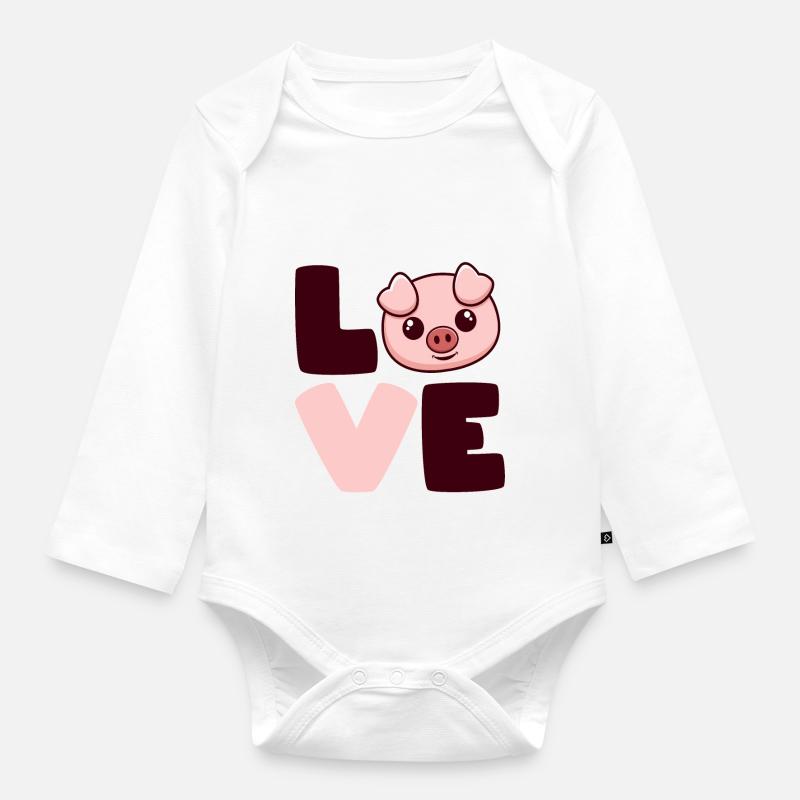 Les cochons aiment - Body Bébé bio manches longues - blanc