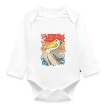Pelican vintage retro gift - Organic Longsleeve Baby Bodysuit - white - Front