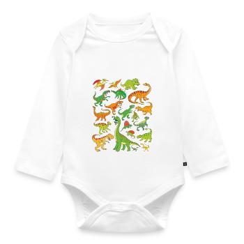 20 dinosaures Dino Enfants Adultes - Body Bébé bio manches longues - blanc - Devant