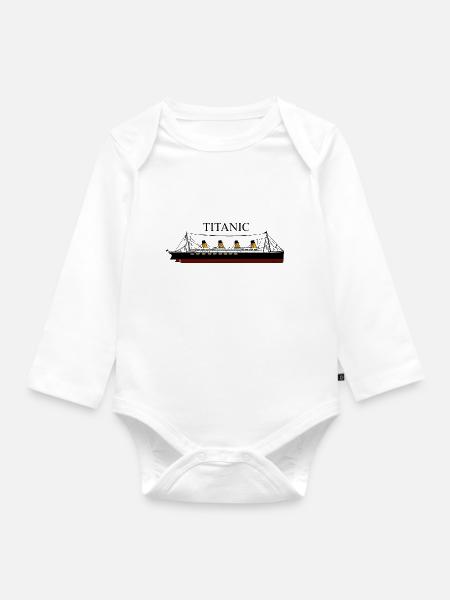 Titanic in Farbe - Baby Bio-Langarm-Body - Weiß