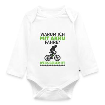 E-Bike - Baby Bio-Langarm-Body - Weiß - Vorne