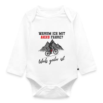 E-Bike - Baby Bio-Langarm-Body - Weiß - Vorne