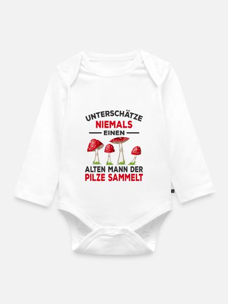 Pilzsammler - Baby Bio-Langarm-Body - Weiß