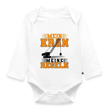 Kranführer - Baby Bio-Langarm-Body - Weiß - Vorne